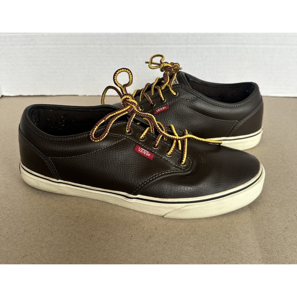 Brown Leather Vans Skate Shoes Size 9